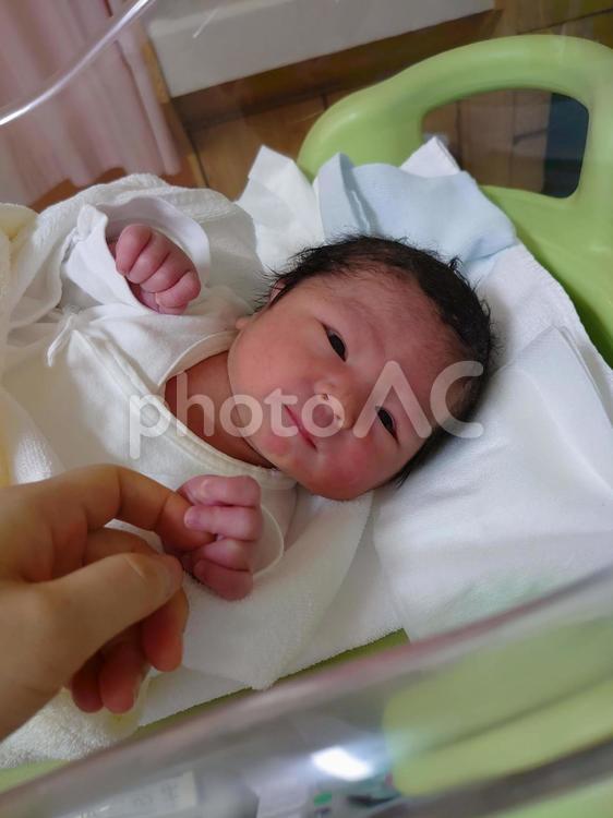 こんにちは赤ちゃん　生後1日 赤ちゃん,赤ん坊,赤子の写真素材