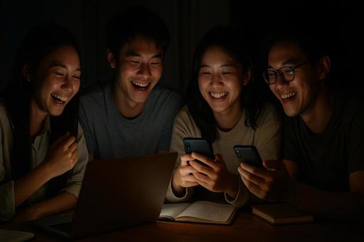 夜ふかし仲間の笑顔写真 夜ふかし仲間の笑顔写真の写真