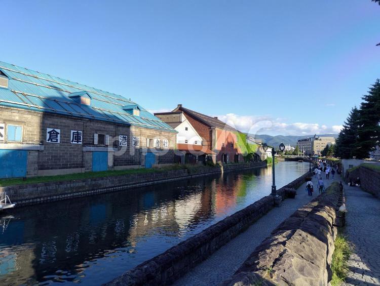 穏やかな午後の小樽運河 小樽,運河,北海道の写真素材