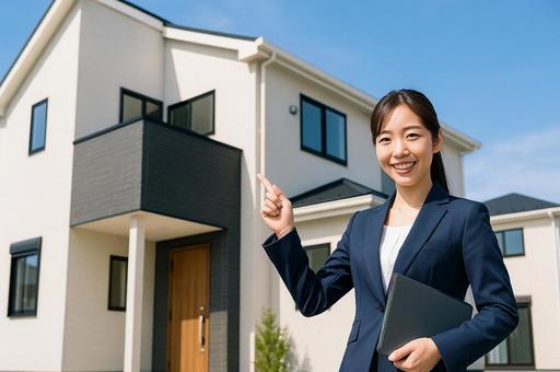 新築住宅を案内する女性宅建士 新築住宅を案内する女性宅建士の写真