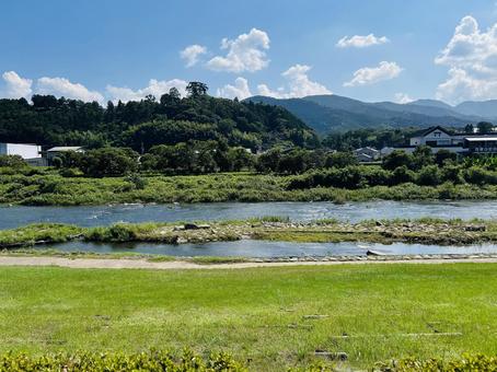 川のある風景　夏 夏の川辺,川,清流の写真素材