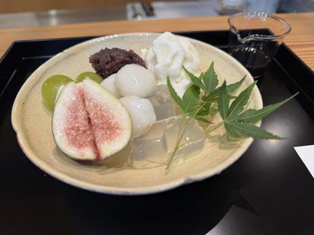 あんみつ あんみつ アイス,あんみつ,イチジクの写真素材