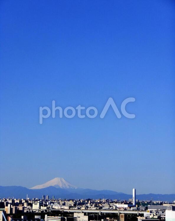 街と富士山 富士山,秋晴れ,快晴の写真素材