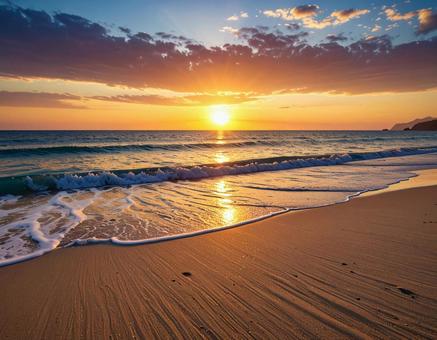 海に沈む夕日 海に沈む夕日の写真