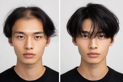 髪のボリュームの比較写真 髪のボリュームの比較写真の写真