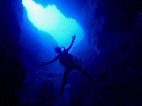 青の洞窟 青の洞窟 ダイビング,冒険,ケーブダイビングの写真素材