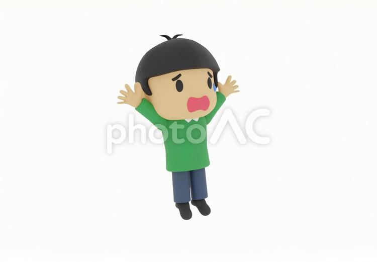 両手を上げ困惑する私服の男性　少年 健康,笑顔,学生の写真素材