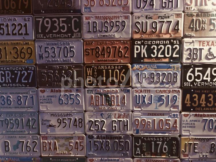 アメリカンテイストなナンバープレート おしゃれ,アメリカン,アルファベットの写真素材