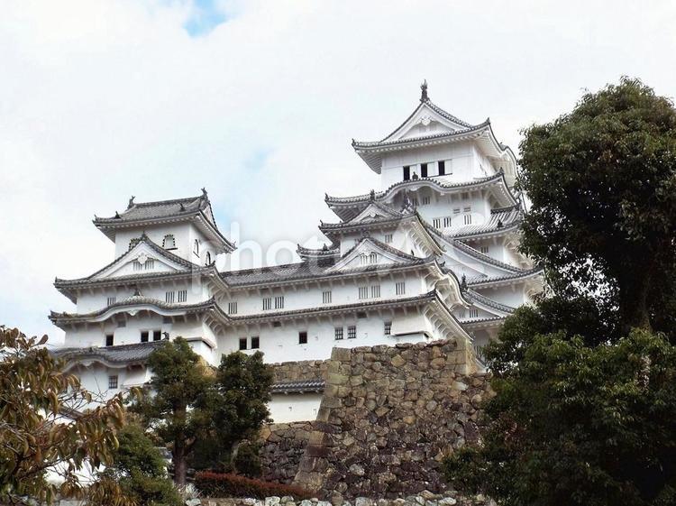 【風景写真】姫路城の風景 姫路城,天守閣,木造の写真素材
