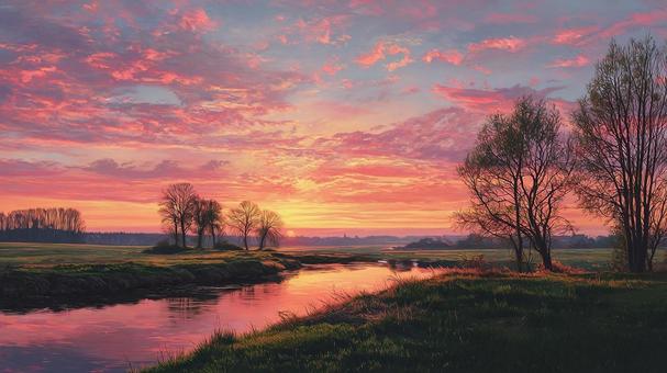 ロマンチックな夕暮れ時の光景 ロマンチックな夕暮れ時の光景の写真