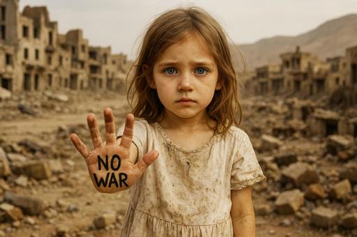 悲しむ少女と戦争反対の訴え4 悲しむ少女と戦争反対の訴え4の写真