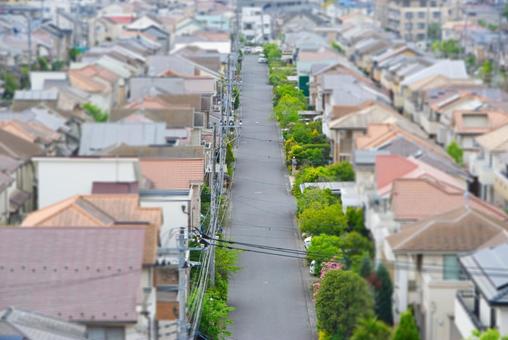 高台から見下ろした住宅街の風景 高台から見下ろした住宅街の風景 住宅街,住宅,屋根の写真素材