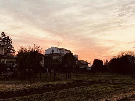 冬の夕暮れ 冬の夕暮れの写真