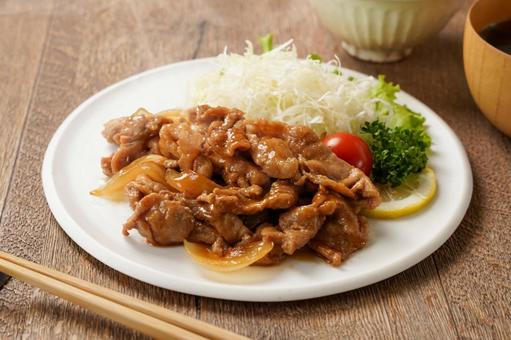 豚しょうが焼き 豚しょうが焼き 豚生姜焼き,豚しょうが焼き,豚こま切れ肉の写真素材