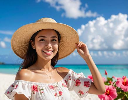 夏旅・南国の花と彼女 夏旅・南国の花と彼女の写真