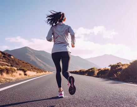 走る女性 走る女性の写真