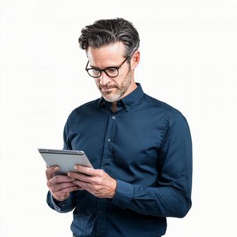 現代のビジネスシーン：タブレット活用の写真