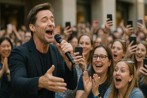 熱唱する歌手と観客 熱唱する歌手と観客の写真