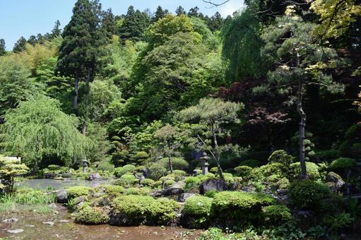 玉川寺庭園 国指定文化財 山形県鶴岡市 玉川寺庭園,玉川寺,ぎょくせんじの写真素材