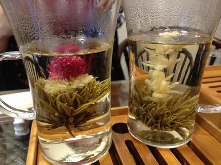中国茶カフェの工芸茶が花開くところ カフェ,お茶,中国茶の写真素材