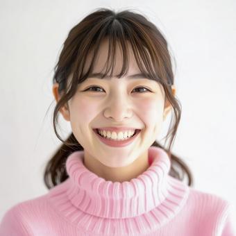 ピンク色のセーターの若い女性 生成AI  ピンク色のセーターの若い女性 生成AI の写真