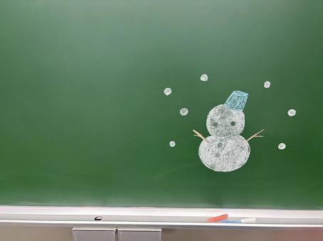 黒板に描いた雪だるま 02 黒板に描いた雪だるま 02 雪ダルマ,スノーマン,冬の写真素材