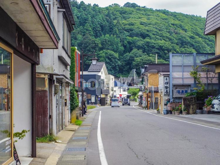【青森県】青森市・浅虫温泉街 浅虫温泉,温泉街,青森市の写真素材