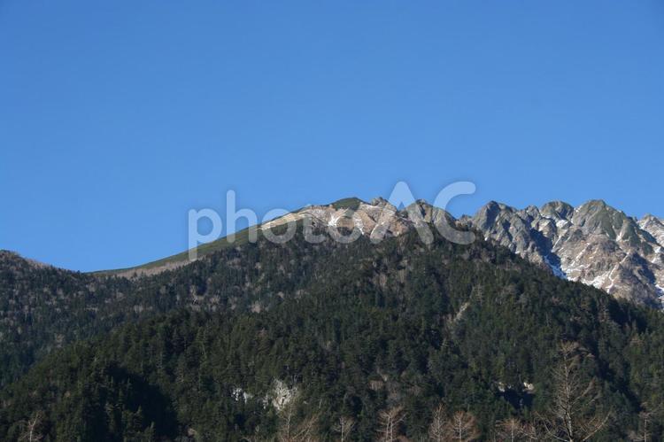上高地の青空と山の風景 上高地,山,空の写真素材