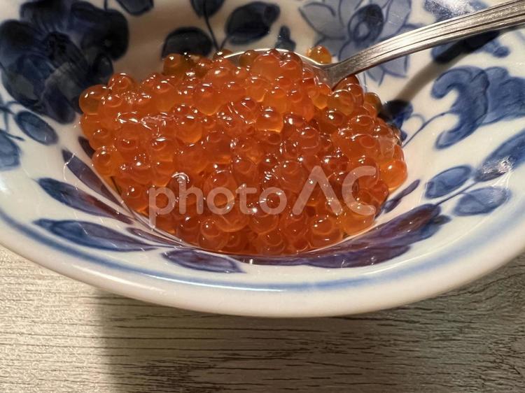 小皿に盛られたいくらとスプーン 小鉢,居酒屋,おつまみの写真素材