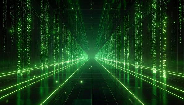 未来都市を駆け抜ける緑の光回廊 未来都市を駆け抜ける緑の光回廊の写真