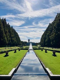 相模原中央公園 公園,噴水,太陽の写真素材