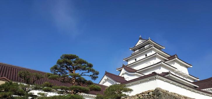 鶴ヶ城　朝の風景 風景,人気,早朝の写真素材