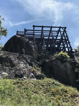 苗木城を見上げる 苗木城を見上げる 苗木城,城址,続日本100名城の写真素材