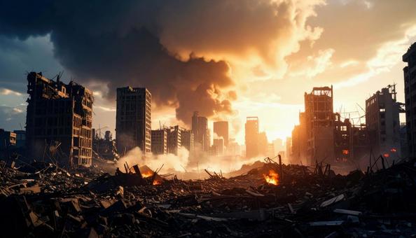 破壊されたビル、都市の光景 破壊されたビル、都市の光景 の写真