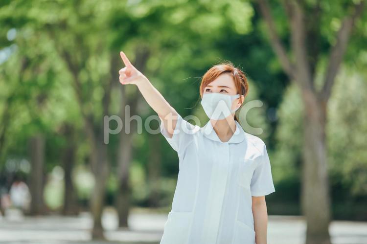マスクをする白衣の女性 看護師,ナース,マスクの写真素材