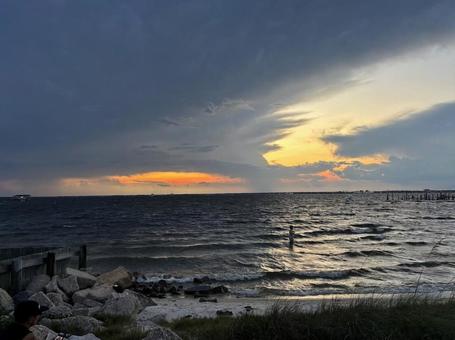 夕暮れのビーチ1 海,ビーチ,夕暮れの写真素材