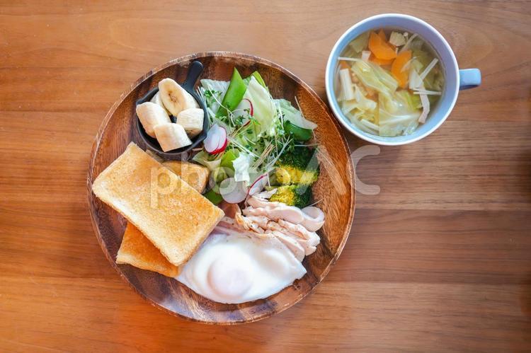 栄養満点の洋風朝食プレート 朝食,洋食,プレートの写真素材
