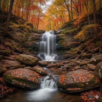 秋の紅葉と渓谷の風景 行楽 紅葉狩り 秋の紅葉と渓谷の風景 行楽 紅葉狩りの写真