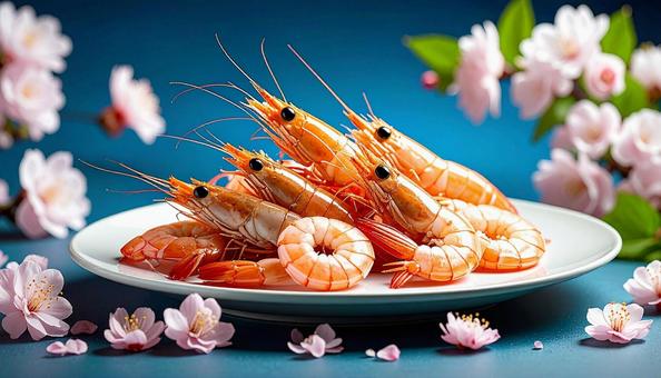 皿に盛られた海老 皿に盛られた海老の写真