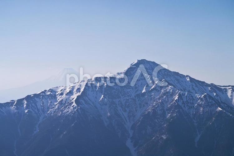No.1とNo.2 富士山,北岳,仙丈ヶ岳の写真素材