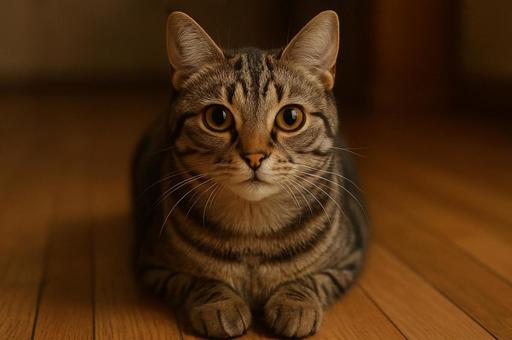 カメラ目線のキジトラ猫 カメラ目線のキジトラ猫の写真