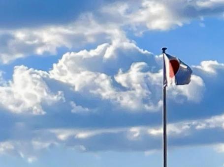 日章旗遠景 日本国旗,日章旗,日の丸の写真素材