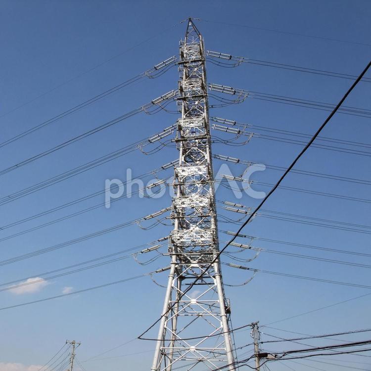 鉄塔がある風景 鉄塔,送電線,電線の写真素材