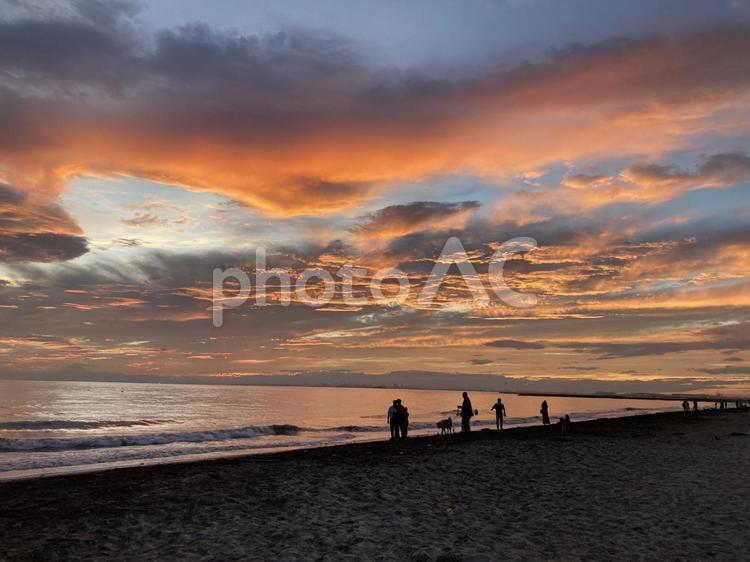 夕暮れ 夕暮れ,サンセット,砂浜の写真素材