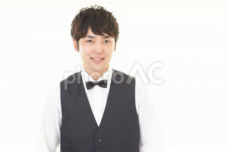 笑顔のウェイター 男性,ウェイター,男の写真素材