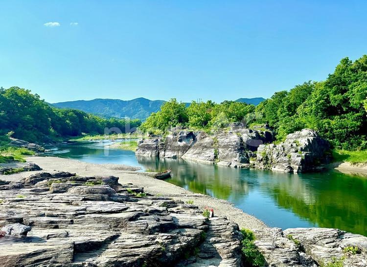 秩父長瀞2 青空,川,夏空の写真素材