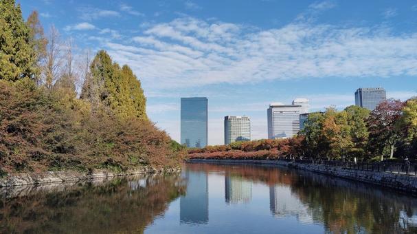 川と空と 川,空,街の写真素材
