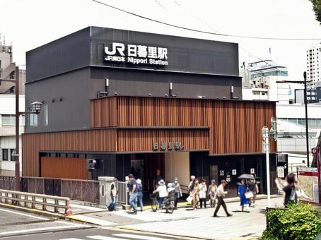 Photo, nippori station, nishi-nippori 2-chome, arakawa ward, tokyo, west entrance, 
