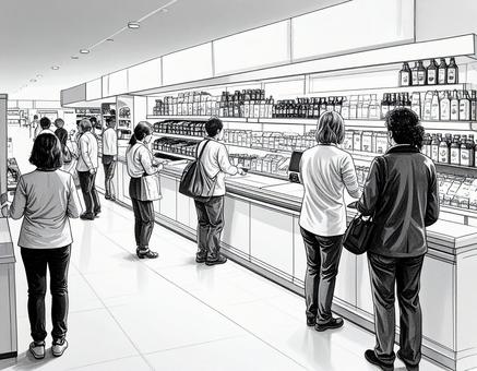 コンビニの店内の写真のスケッチ素材 コンビニの店内の写真のスケッチ素材の写真
