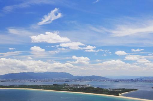 夏の空と海の背景(福岡市) 夏の空と海の背景(福岡市)の写真